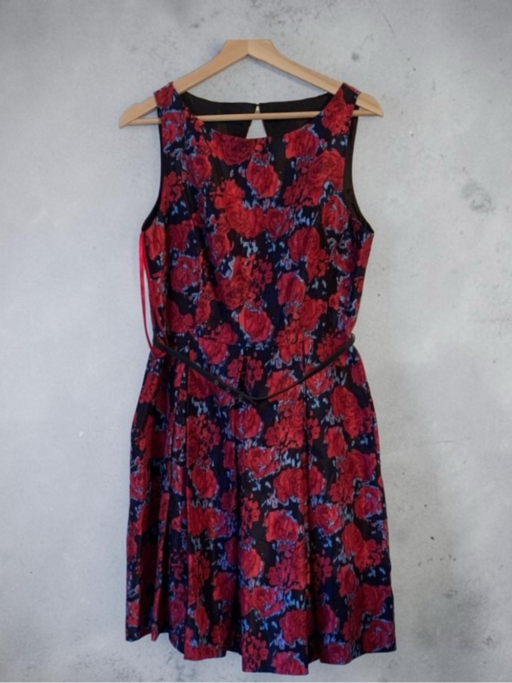 Gabby Skye Retro style Red and Black Floral Dress